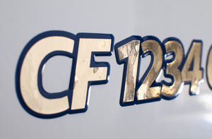 raised boat registration number decals