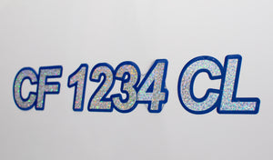 metallic raised boat registration number decals
