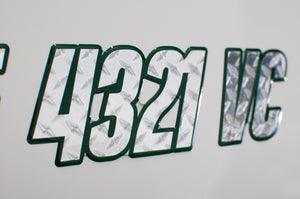 3d raised metallic boat registration number decals
