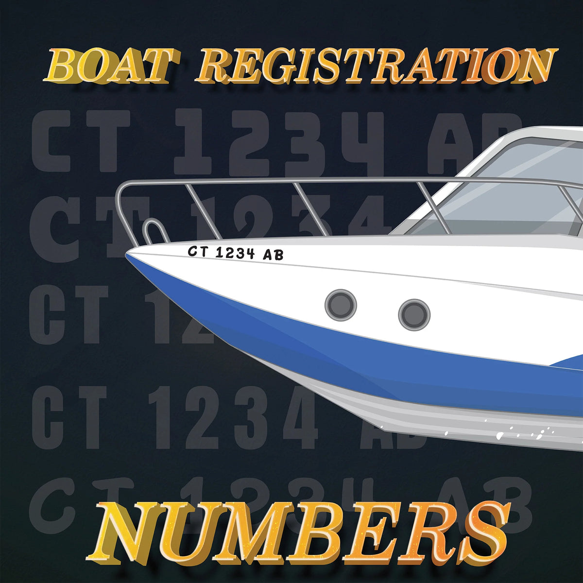 Boat Registration Number Decal Sticker Lettering (Set of 2) USDOT