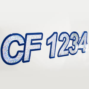 raised domed 3d boat registration numbers