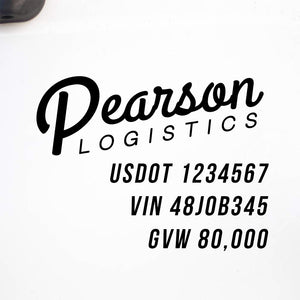 Company Name Decal with Regulation Lines