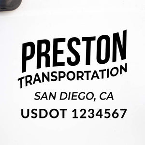 Company Name Truck Decal with Regulation Lines