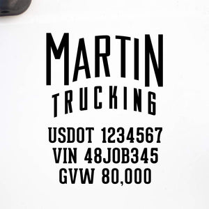 Company Name Decal with Regulation Numbers