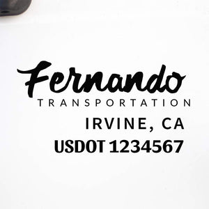 Company Name Truck Decal with Regulation Lines