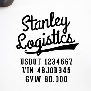 Company Name Truck Decal with Regulation Lines