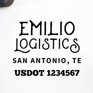 Company Name Truck Decal with Regulation Lines
