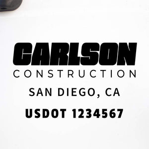 Company Name Truck Decal with Regulation Lines