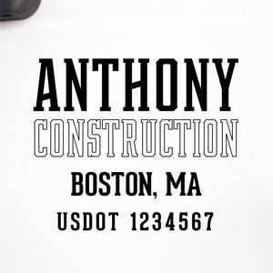 Company Name Truck Decal with Regulation Lines