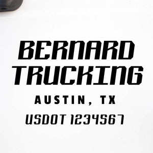 Company Name Truck Decal with Regulation Lines