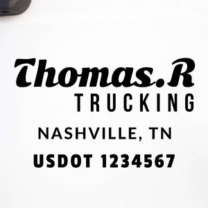 Company Name Truck Decal with Regulation Lines