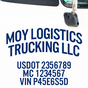 Arched Company Name Decal with 3 Lines for USDOT, MC, VIN