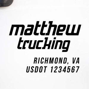 Company Name Truck Decal with Regulation Lines