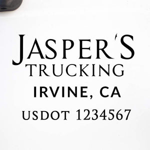 Company Name Truck Decal with Regulation Lines