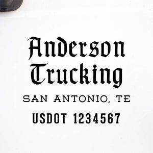 Company Name Truck Decal with Regulation Lines