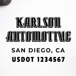 Company Name Truck Decal with Location & USDOT