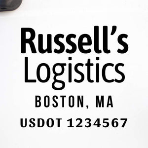 Company Name Truck Decal with Regulation Lines