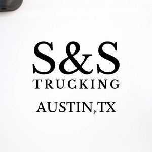 Company name decal with location or usdot number