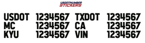 usdot mc kyu txdot ca vin number decal