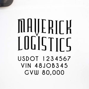Company Name Truck Decal with Regulation Lines