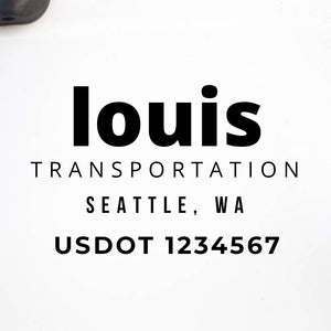 Company Name Truck Decal with Regulation Lines