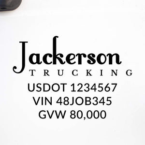 Company Name Truck Decal with Regulation Lines
