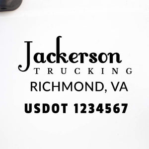 Company Name Truck Decal with Regulation Lines