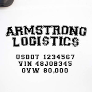 Company Name Truck Decal with Regulation Lines