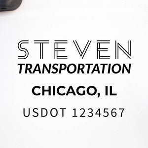 Company Name Truck Decal with Regulation Lines