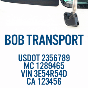 Company Name Decal with Regulation Numbers (USDOT)