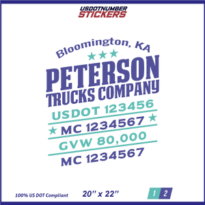 Company Name, Truck Door Decal, Location, USDOT, MC, CA, GVW