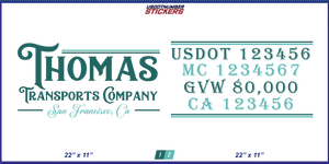 Company Name, Truck Door Decal, Location, USDOT, MC, CA, GVW