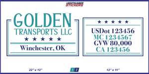 Company Name, Truck Door Decal, Location, USDOT, MC, CA, GVW