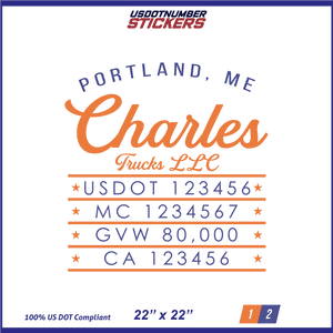 Company Name, Truck Door Decal, Location, USDOT, MC, CA, GVW