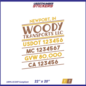 Company Name, Truck Door Decal, Location, USDOT, MC, CA, GVW
