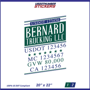 Company Name, Truck Door Decal, Location, USDOT, MC, CA, GVW