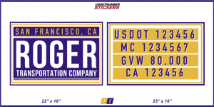 Company Name, Truck Door Decal, Location, USDOT, MC, CA, GVW