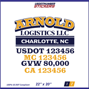 Company Name, Truck Door Decal, Location, USDOT, MC, CA, GVW