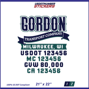 Company Name, Truck Door Decal, Location, USDOT, MC, CA, GVW