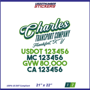 Company Name, Truck Door Decal, Location, USDOT, MC, CA, GVW