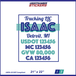 Company Name, Truck Door Decal, Location, USDOT, MC, CA, GVW