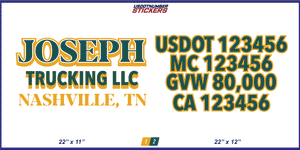 Company Name, Truck Door Decal, Location, USDOT, MC, CA, GVW