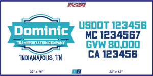 Company Name, Truck Door Decal, Location, USDOT, MC, CA, GVW