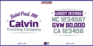 Company Name, Truck Door Decal, Location, USDOT, MC, CA, GVW
