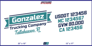 Company Name, Truck Door Decal, Location, USDOT, MC, CA, GVW