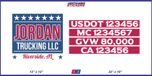 Company Name, Truck Door Decal, Location, USDOT, MC, CA, GVW