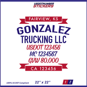 Company Name, Truck Door Decal, Location, USDOT, MC, CA, GVW