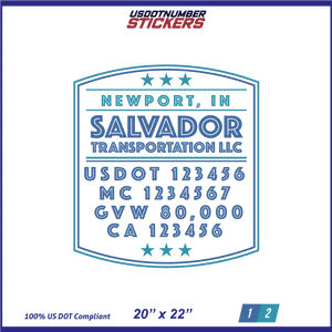 Company Name, Truck Door Decal, Location, USDOT, MC, CA, GVW