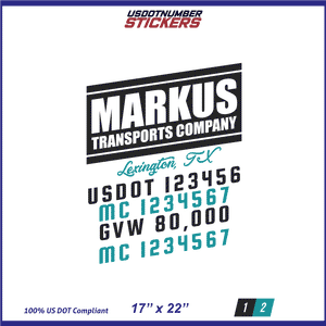 Company Name, Truck Door Decal, Location, USDOT, MC, CA, GVW