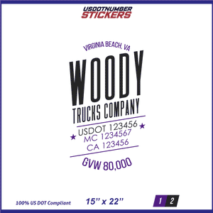 Company Name, Truck Door Decal, Location, USDOT, MC, CA, GVW